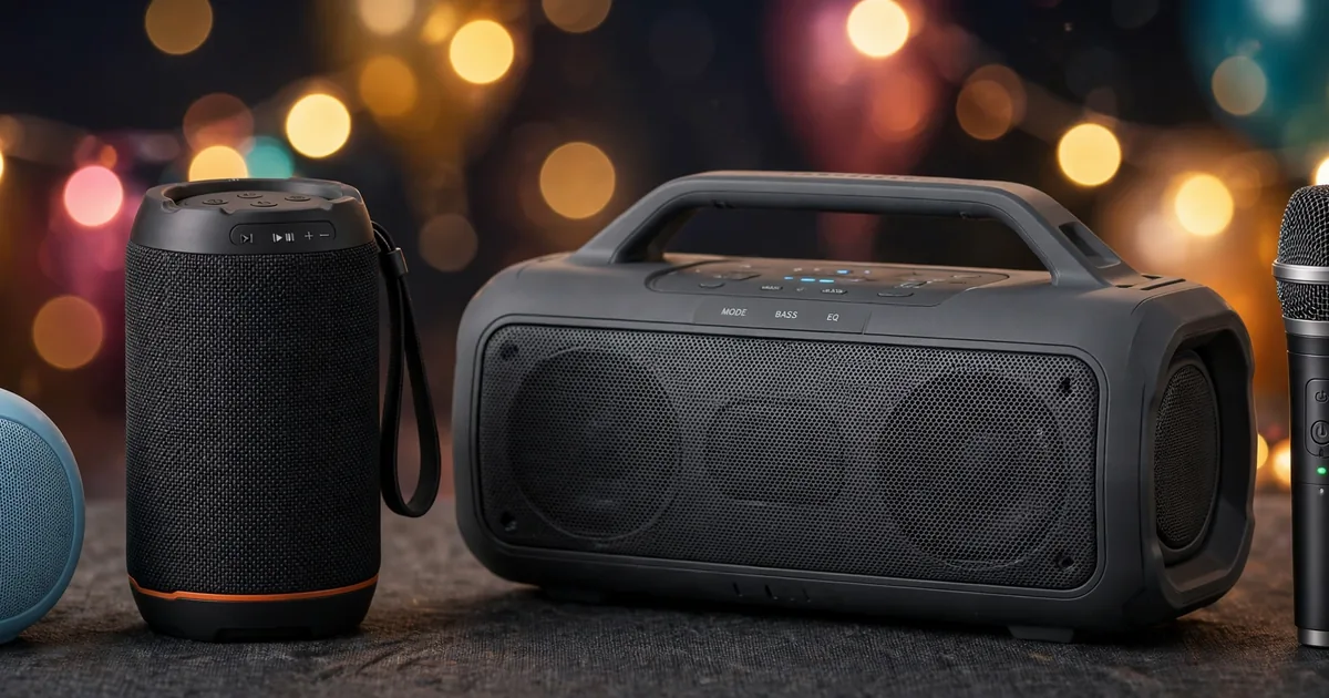 Bluetooth speakers paired for SongHub karaoke party setup